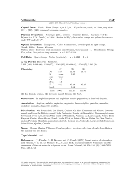 Villiaumite Naf C 2001-2005 Mineral Data Publishing, Version 1