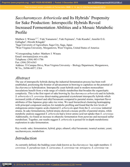 Interspecific Hybrids Reveal Increased Fermentation Abilities and a Mosaic Metabolic Profile