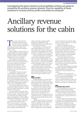 Ancillary Revenue Solutions for the Cabin