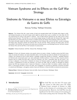 Vietnam Syndrome and Its Effects on the Gulf War Strategy Síndrome Do