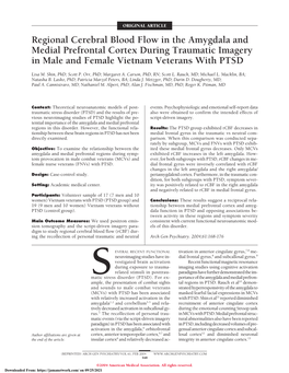 Regional Cerebral Blood Flow in the Amygdala and Medial Prefrontal Cortex During Traumatic Imagery in Male and Female Vietnam Veterans with PTSD