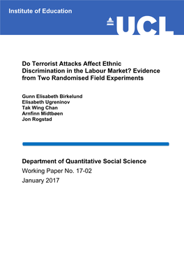 Do Terrorist Attacks Affect Ethnic Discrimination in the Labour Market? Evidence from Two Randomised Field Experiments