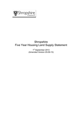Doc.13 Five Year Housing Land Supply Statement for Shropshire Shrewsbury 2013