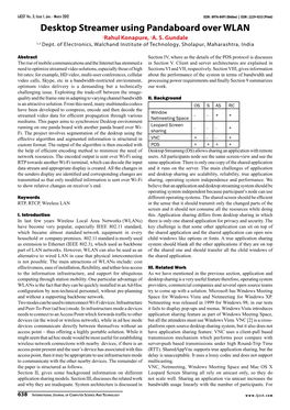 Desktop Streamer Using Pandaboard Over WLAN 1Rahul Konapure, 2A