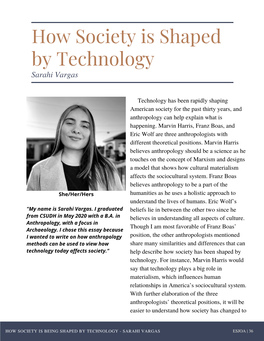 How Society Is Shaped by Technology Sarahi Vargas