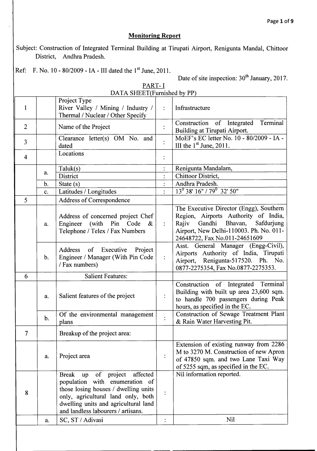 Construction of Integrated Terminal Building at Tirupati Airport ...