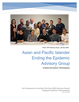 Asian and Pacific Islander Ending the Epidemic Advisory Group Implementation Strategies