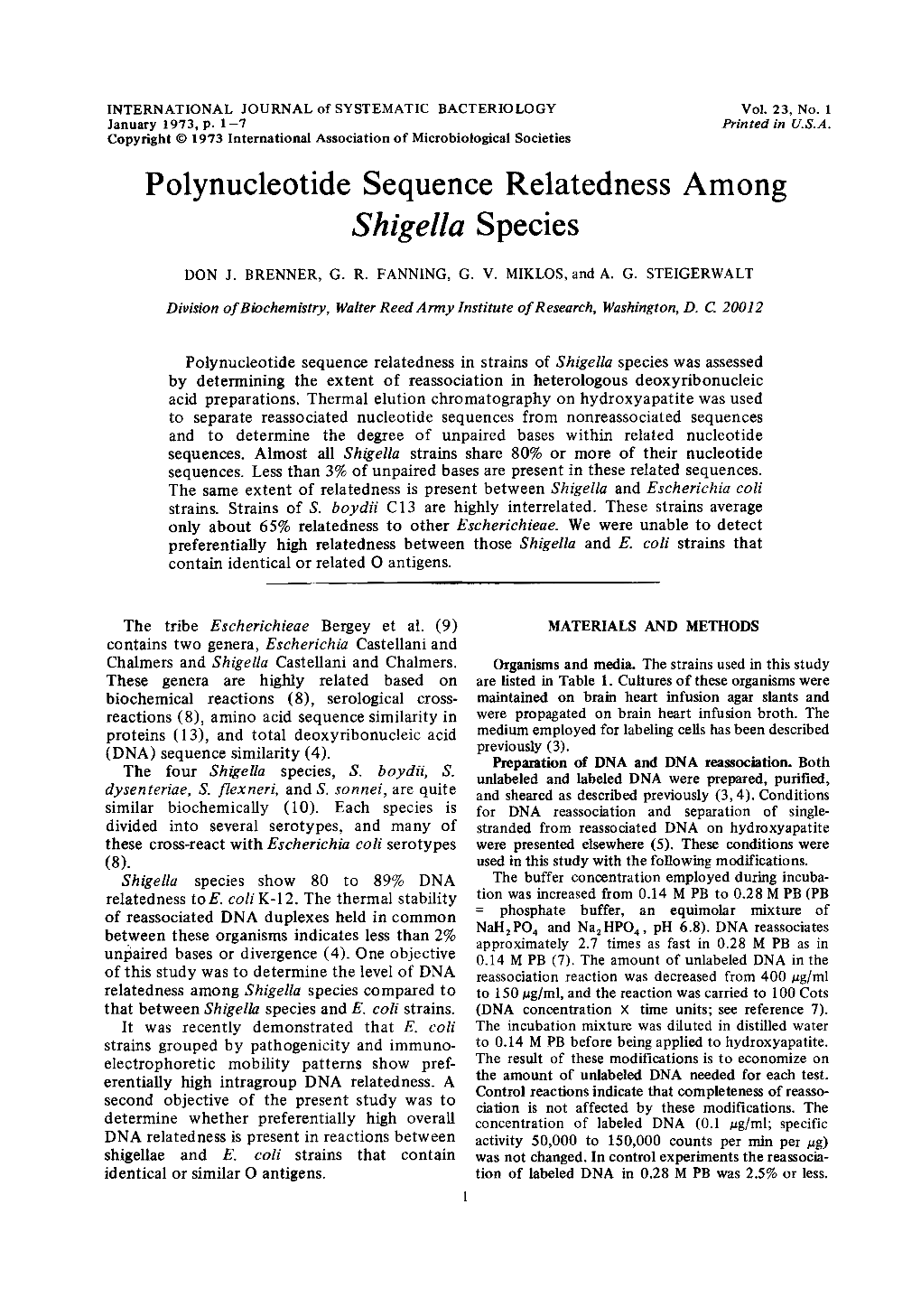 Shigella Species