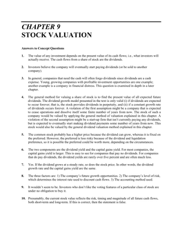 Chapter 9 Stock Valuation