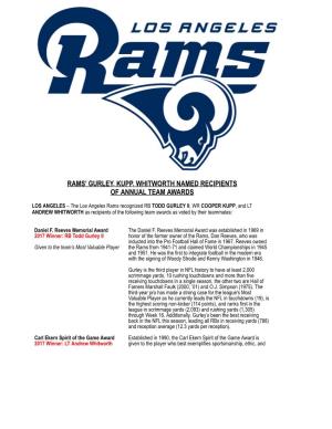Rams Gurley Kupp Whitworth Named Recipients Of