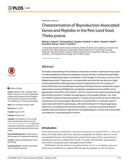 Characterisation of Reproduction-Associatedgenes