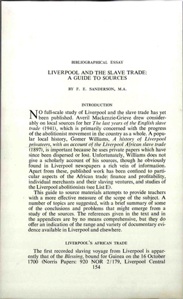 Liverpool and the Slave Trade: a Guide to Sources