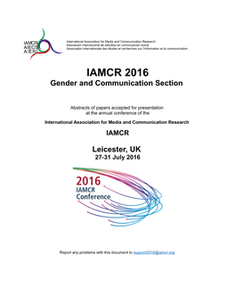 IAMCR 2016 Gender and Communication Section