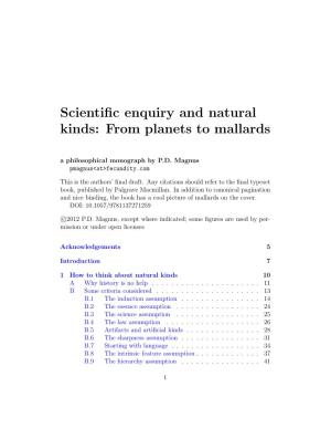 Scientific Enquiry and Natural Kinds: from Planets to Mallards