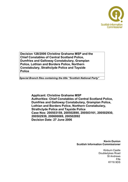 Decision 128/2006 Christine Grahame MSP And