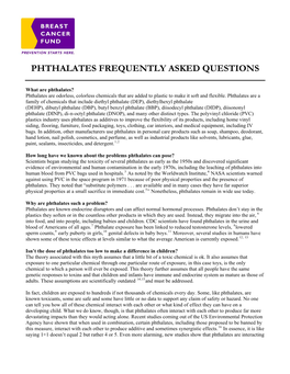 Breast Cancer Fund's Faqs About Phthalates