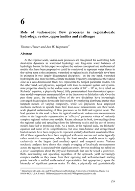 Role of Vadose-Zone Flow Processes in Regional-Scale Hydrology: Review, Opportunities and Challenges