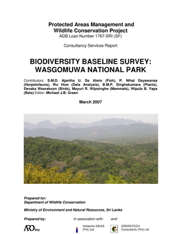 Biodiversity Baseline Survey: Wasgomuwa National Park