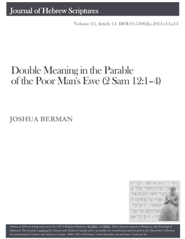 Double Meaning in the Parable of the Poor Man's Ewe (2 Sam 12:1–4)