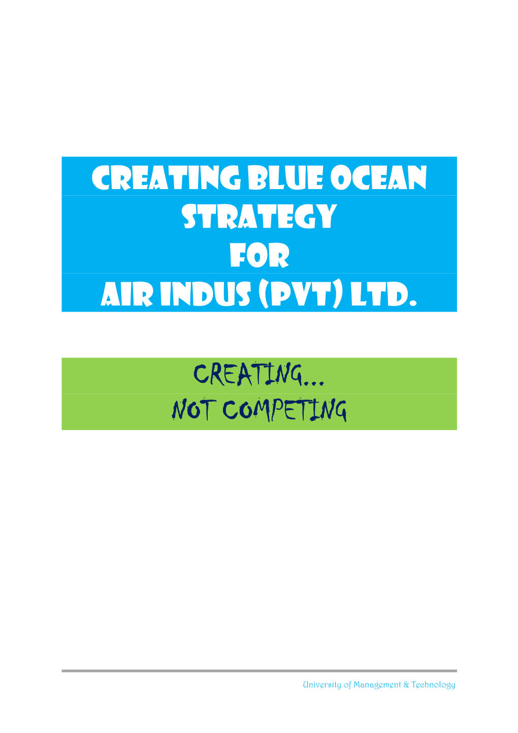 CREATING BLUE OCEAN STRATEGY for AIR INDUS (PVT) Ltd