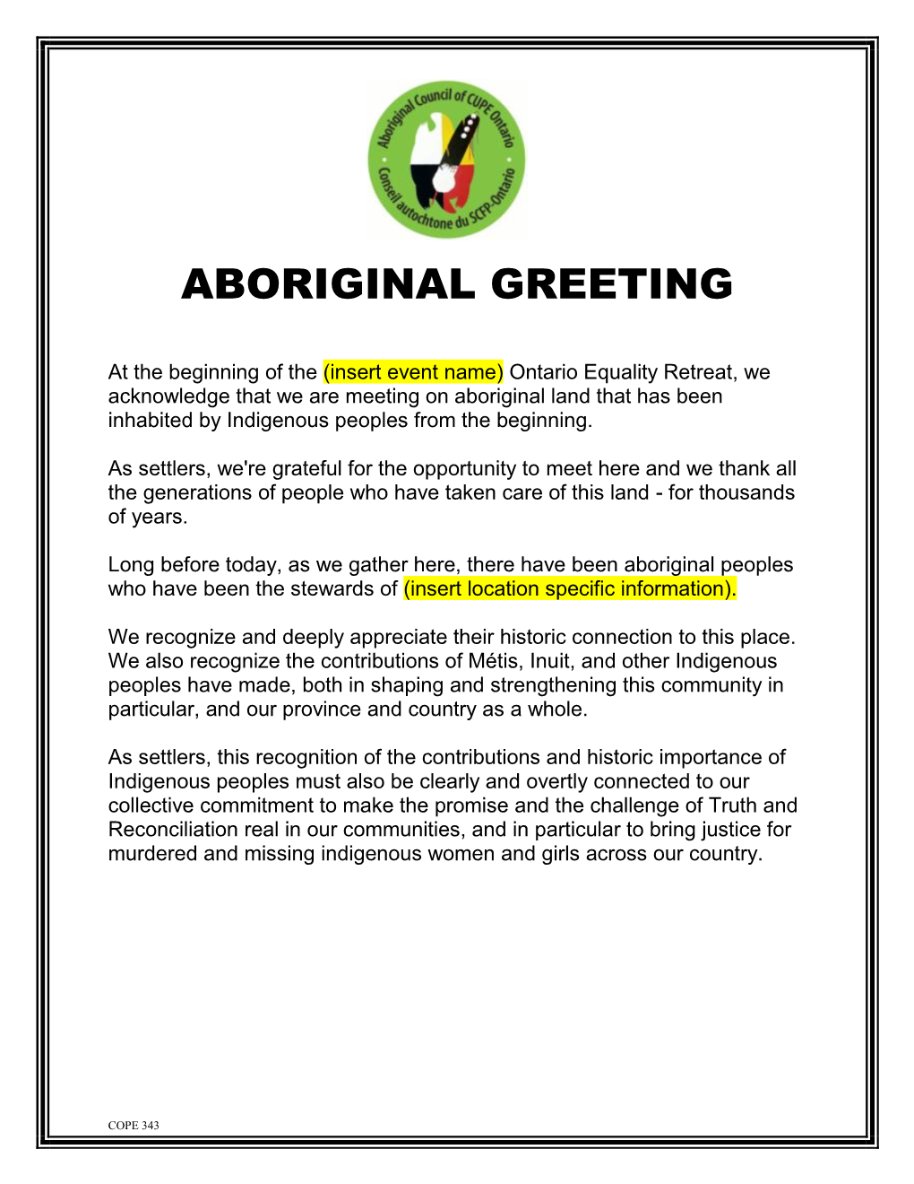 Aboriginal Greeting