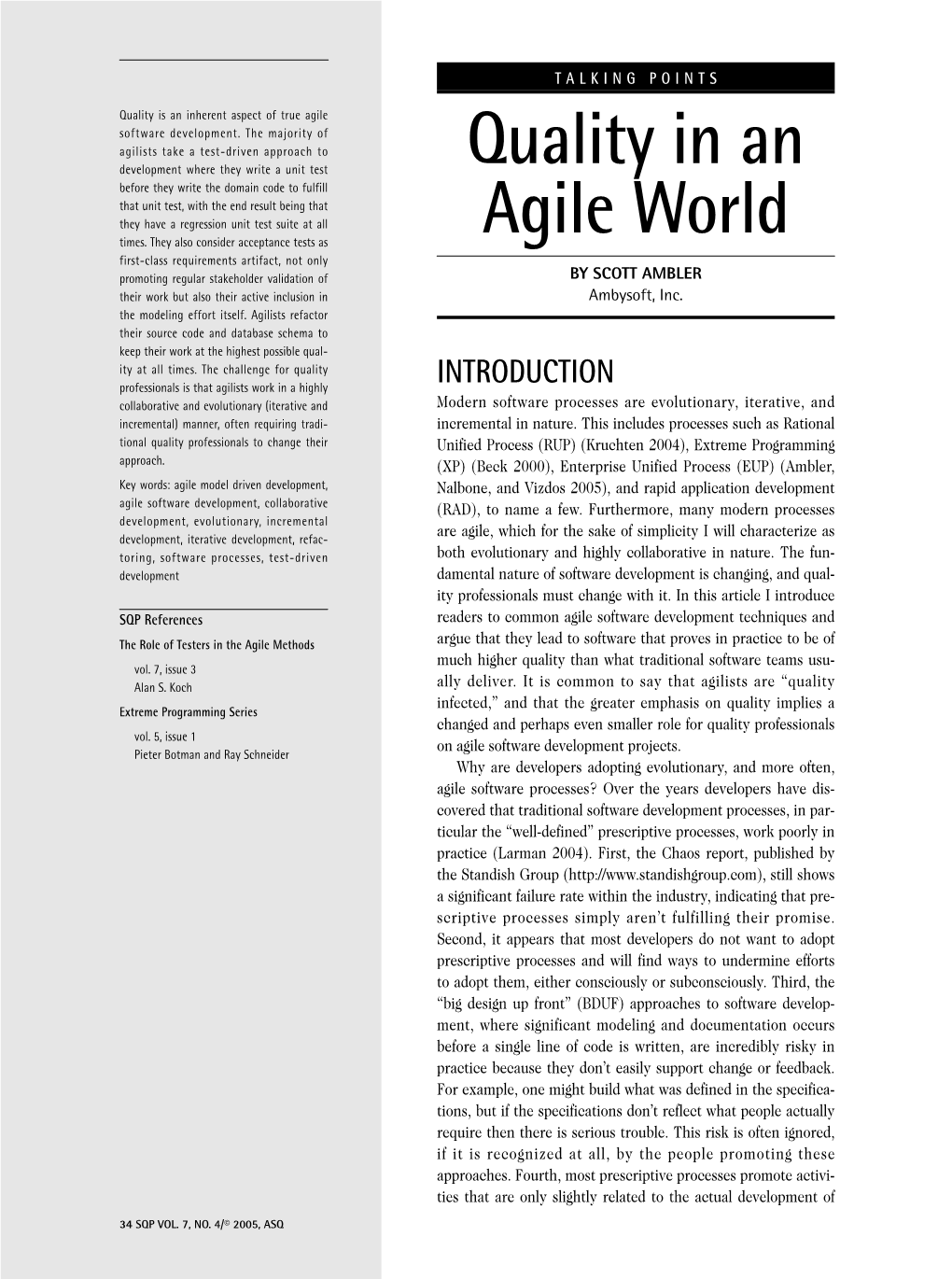 Quality in an Agile World Software