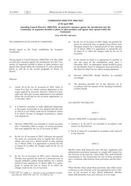 Commission Directive 2004/70/EC Amending Council Directive 2000