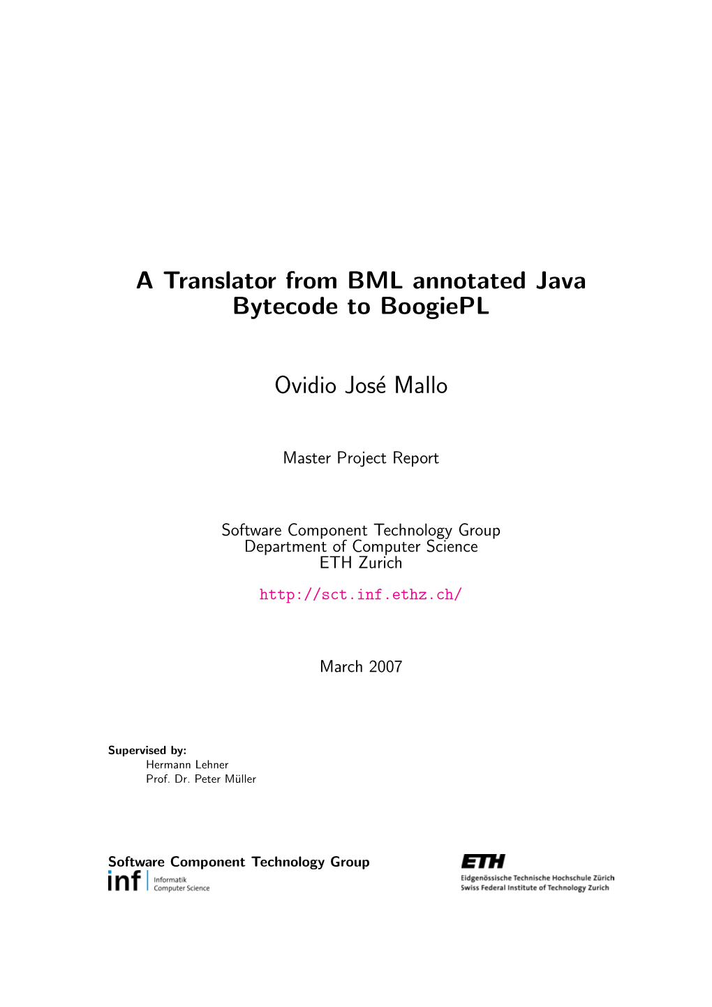 A Translator from BML Annotated Java Bytecode to Boogiepl