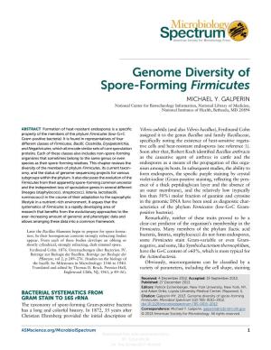 Genome Diversity of Spore-Forming Firmicutes MICHAEL Y