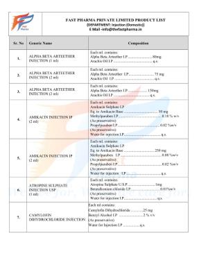 FAST PHARMA PRIVATE LIMITED PRODUCT LIST E Mail