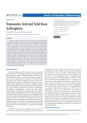Tranexamic Acid and Total Knee Arthroplasty