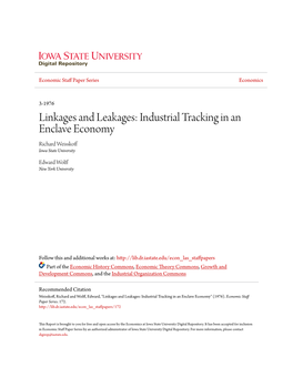 Linkages and Leakages: Industrial Tracking in an Enclave Economy Richard Weisskoff Iowa State University