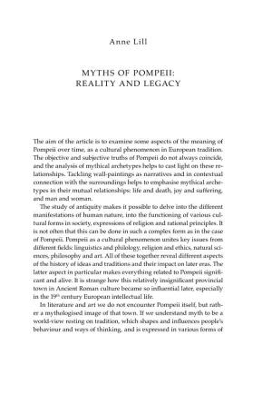 Myths of Pompeii: Reality and Legacy