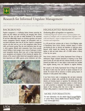 Research for Informed Ungulate Management