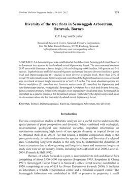 Diversity of the Tree Flora in Semenggoh Arboretum, Sarawak, Borneo