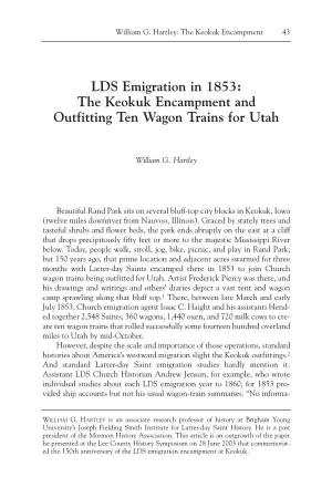 LDS Emigration in 1853: the Keokuk Encampment and Outfitting Ten Wagon Trains for Utah
