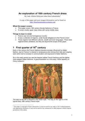 An Exploration of 16Th Century French Dress by Lady Alliette Delecourt (Mka Irina Lubomirska) 1
