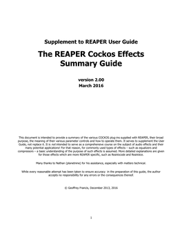 The REAPER Cockos Effects Summary Guide