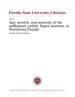 Ge, Growth, and Maturit of the Gafftopsail Catfish, Bagre Marinus