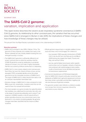 The SARS-Cov-2 Genome: Variation, Implication and Application