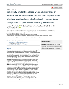 Community-Level Influences on Women's