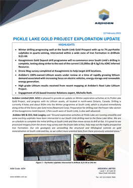 Pickle Lake Gold Project Exploration Update