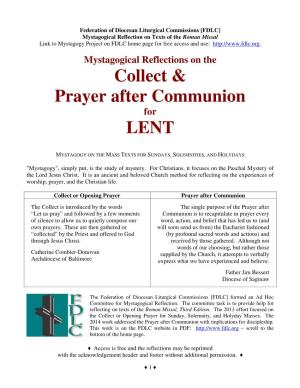 Collect & Prayer After Communion LENT