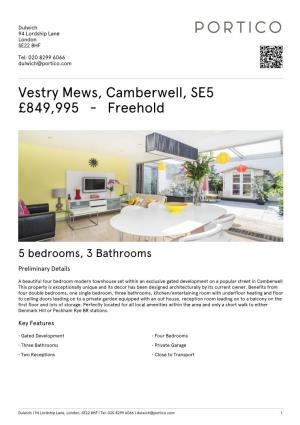 Vestry Mews, Camberwell, SE5 £849,995