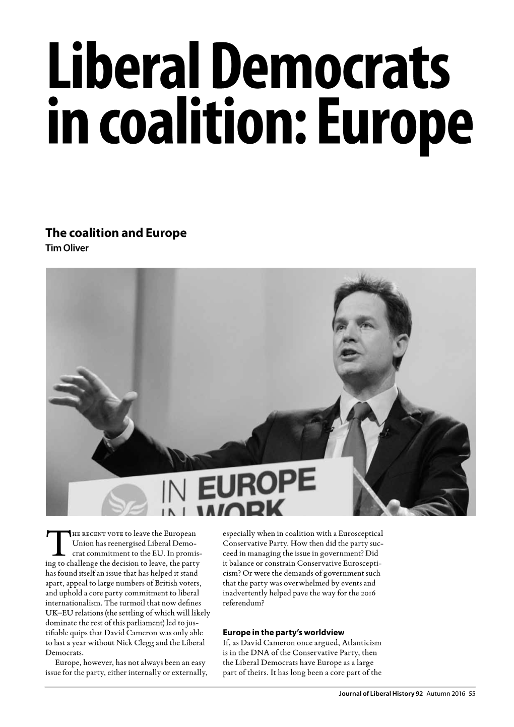 The Coalition and Europe Tim Oliver