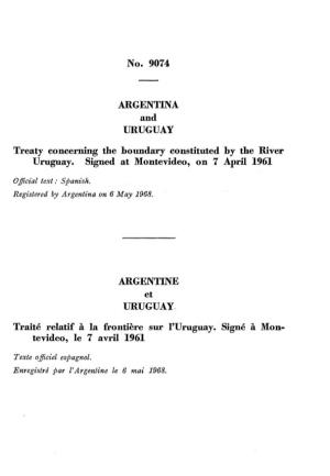 No. 9074 ARGENTINA and URUGUAY ARGENTINE Et
