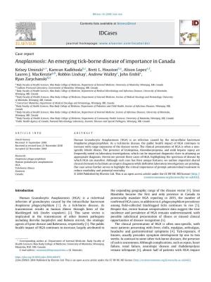 Anaplasmosis: an Emerging Tick-Borne Disease of Importance in Canada