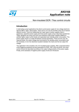 AN3168 Non-Insulated SCR / Triac Control Circuits