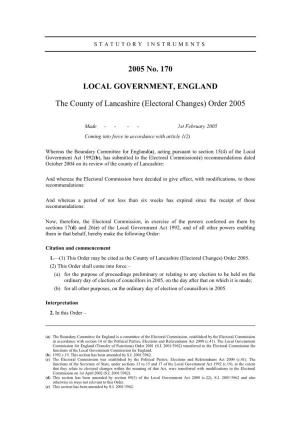 2005 No. 170 LOCAL GOVERNMENT, ENGLAND The