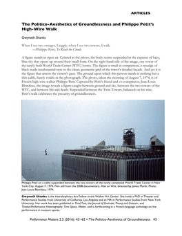 The Politico-Aesthetics of Groundlessness and Philippe Petit’S High-Wire Walk